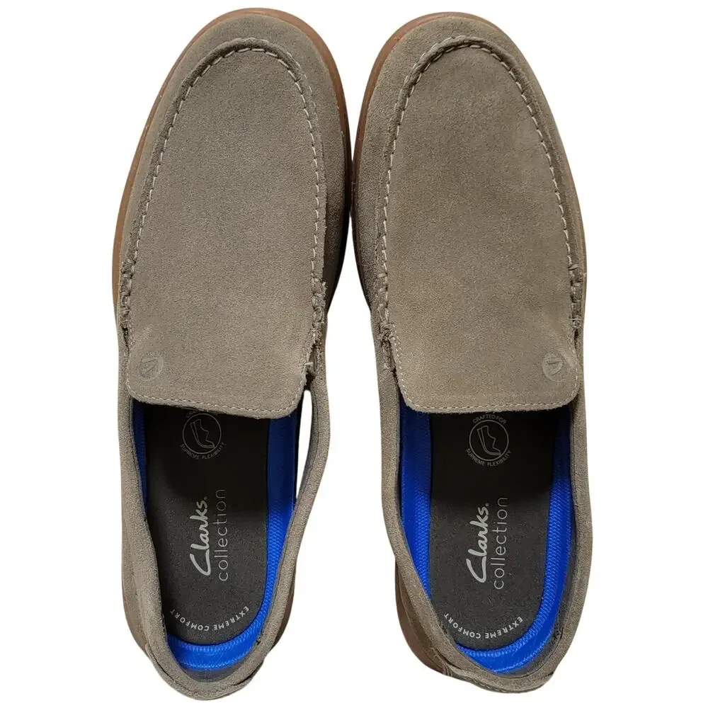 Clarks Men Flexway Step Slip On Moc Toe Loafers Size US 10M Olive Green Suede